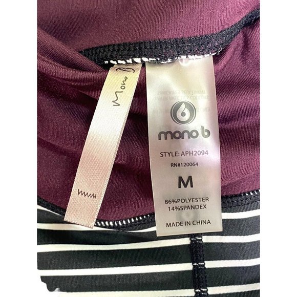 Mono B Stretch‎ Yoga Workout Athletic Legging Pants Stripe Mesh Pockets Med NWT - Picture 6 of 7